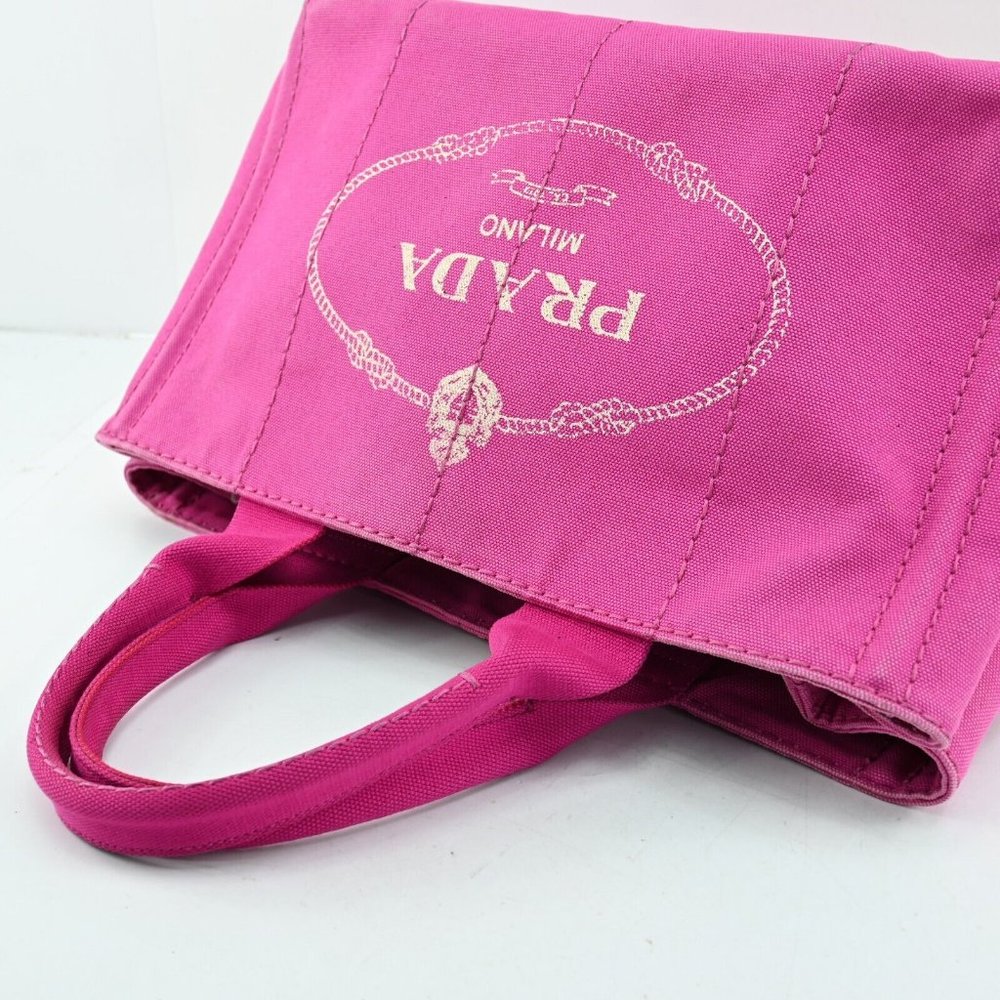 Auth Prada Canapa Hand Bag Pink Canvas #36583P34B - Picture 8 of 12